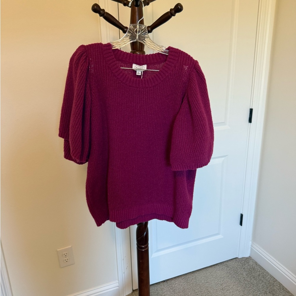 Mud Pie Women's Rich maroon Crew Neck Sweater